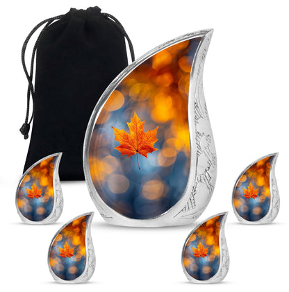 Mapple Leaf Theme Large Urn With 4 Keepsake Urn