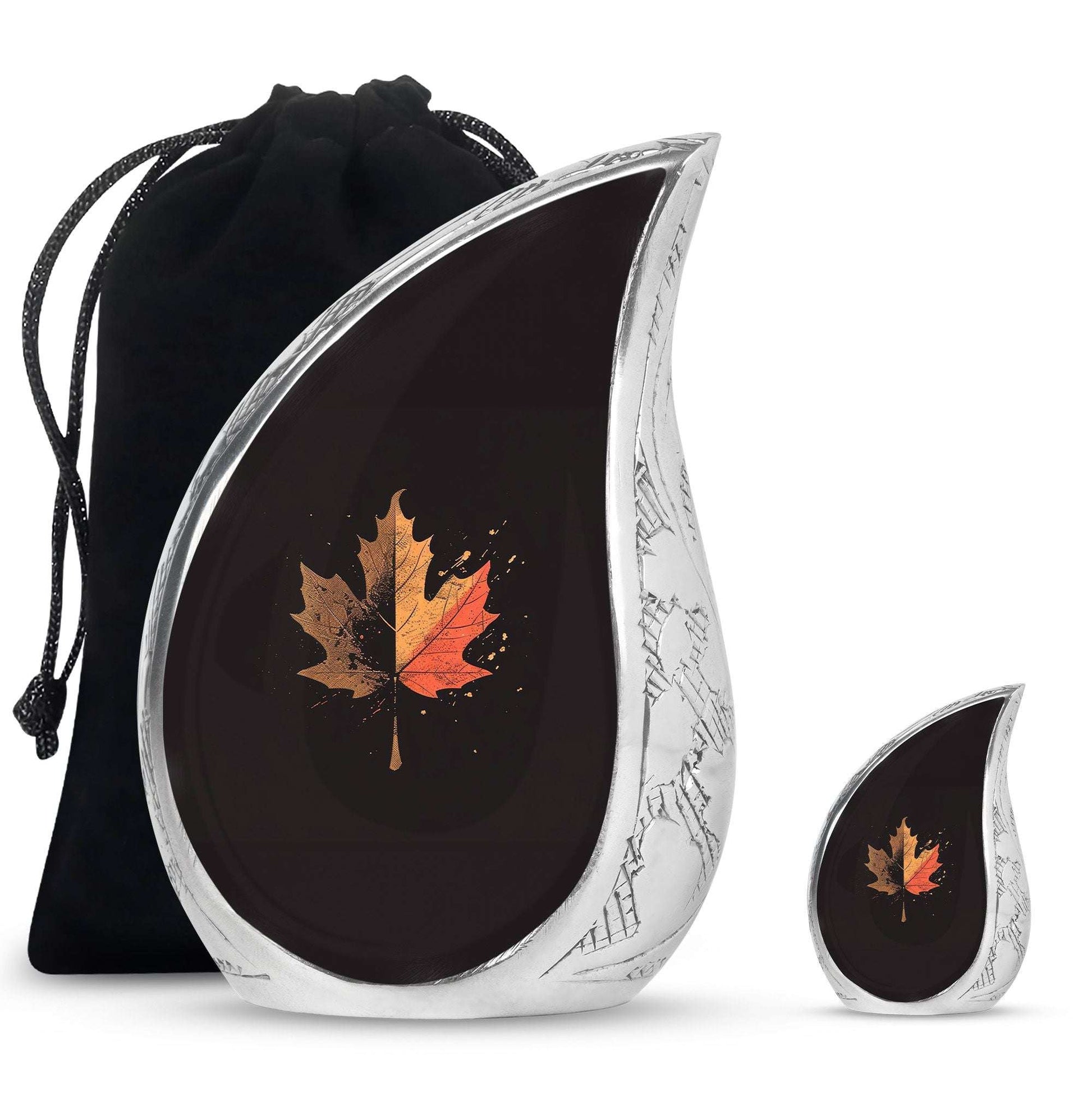 Mapple Leaf Theme Large Urn With 1 Keepsake Urn