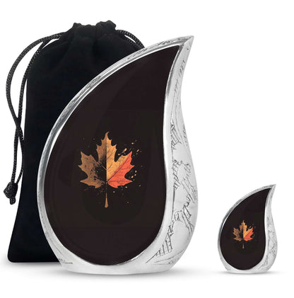 Mapple Leaf Theme Large Urn With 1 Keepsake Urn