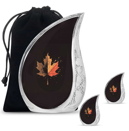 Mapple Leaf Theme Large Urn With 2 Keepsake Urn