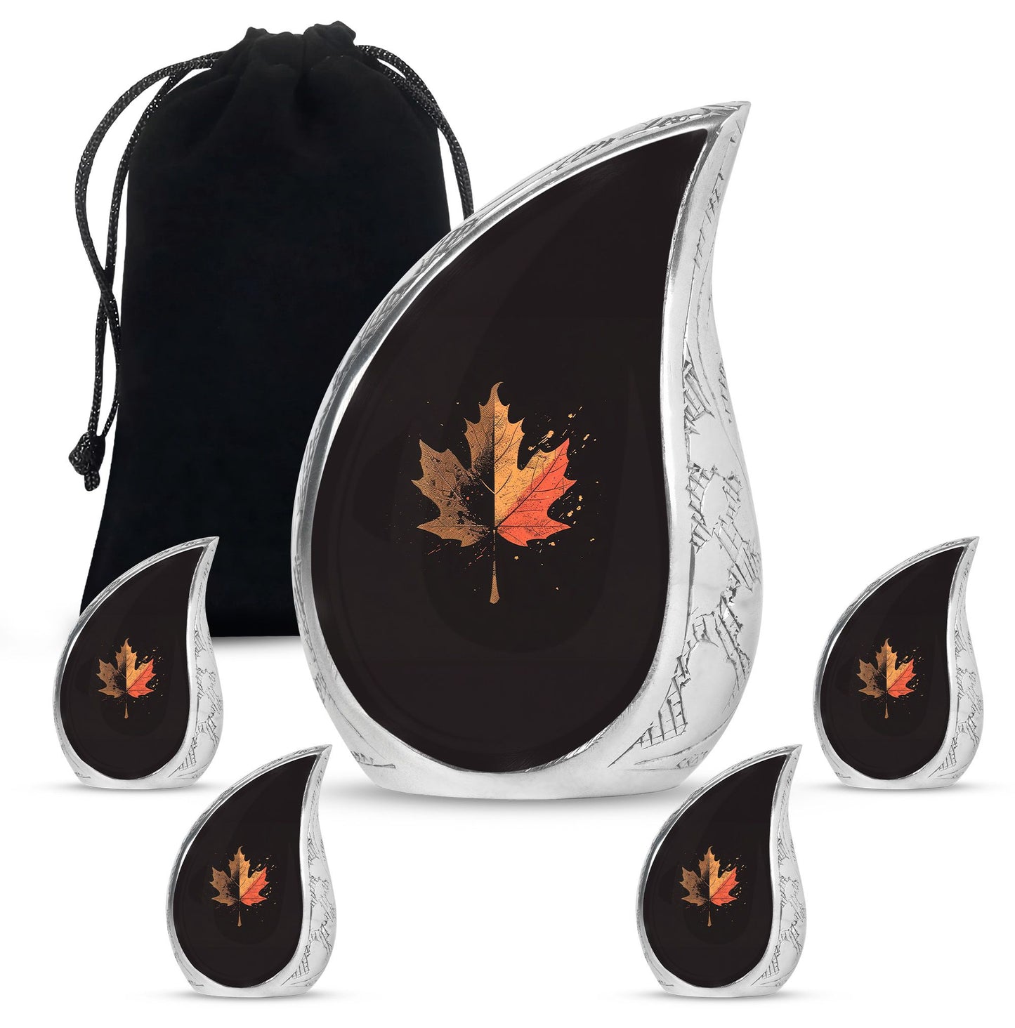 Mapple Leaf Theme Large Urn With 4 Keepsake Urn