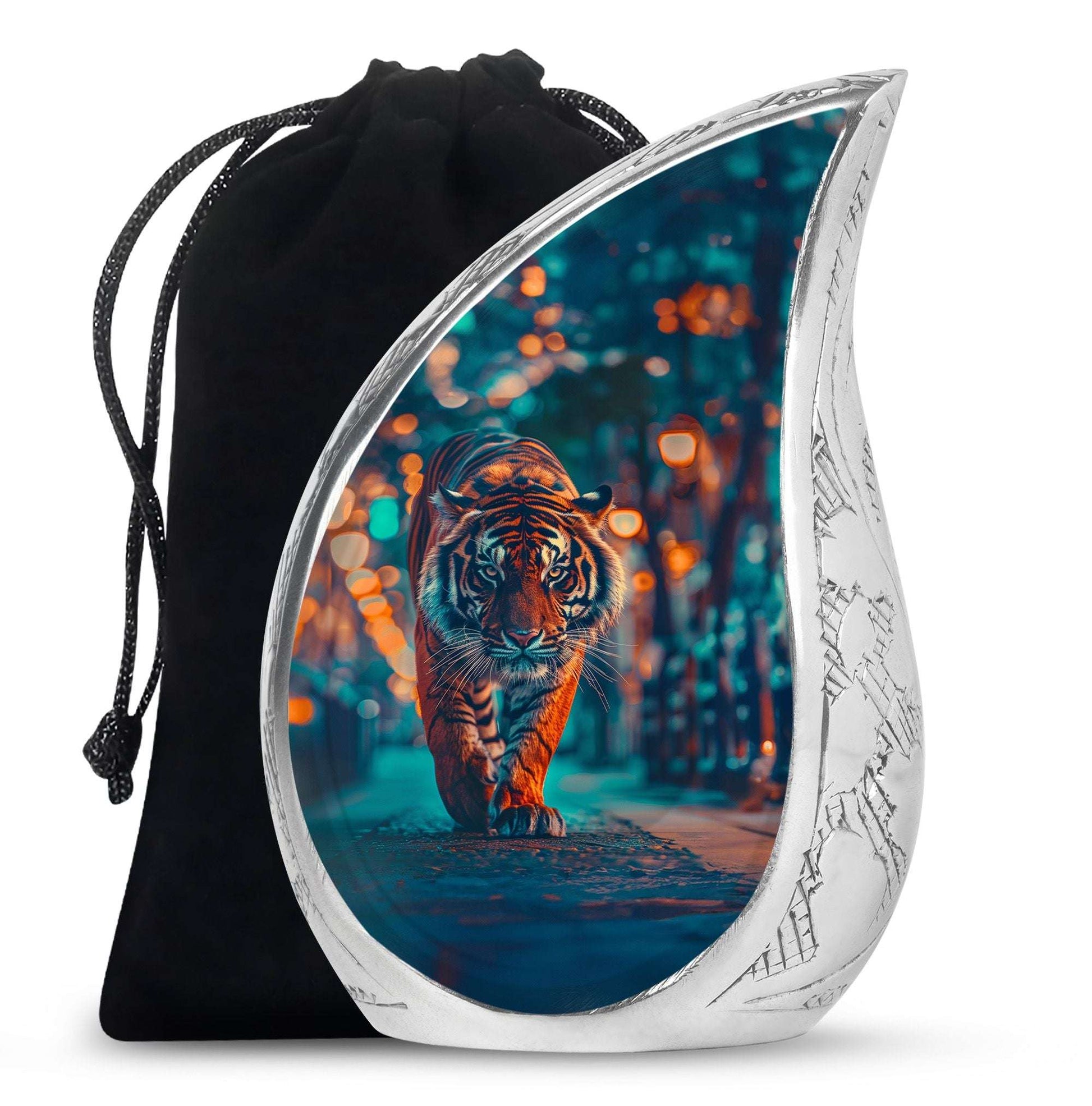 Tiger Theme Large Urn 10 Inch