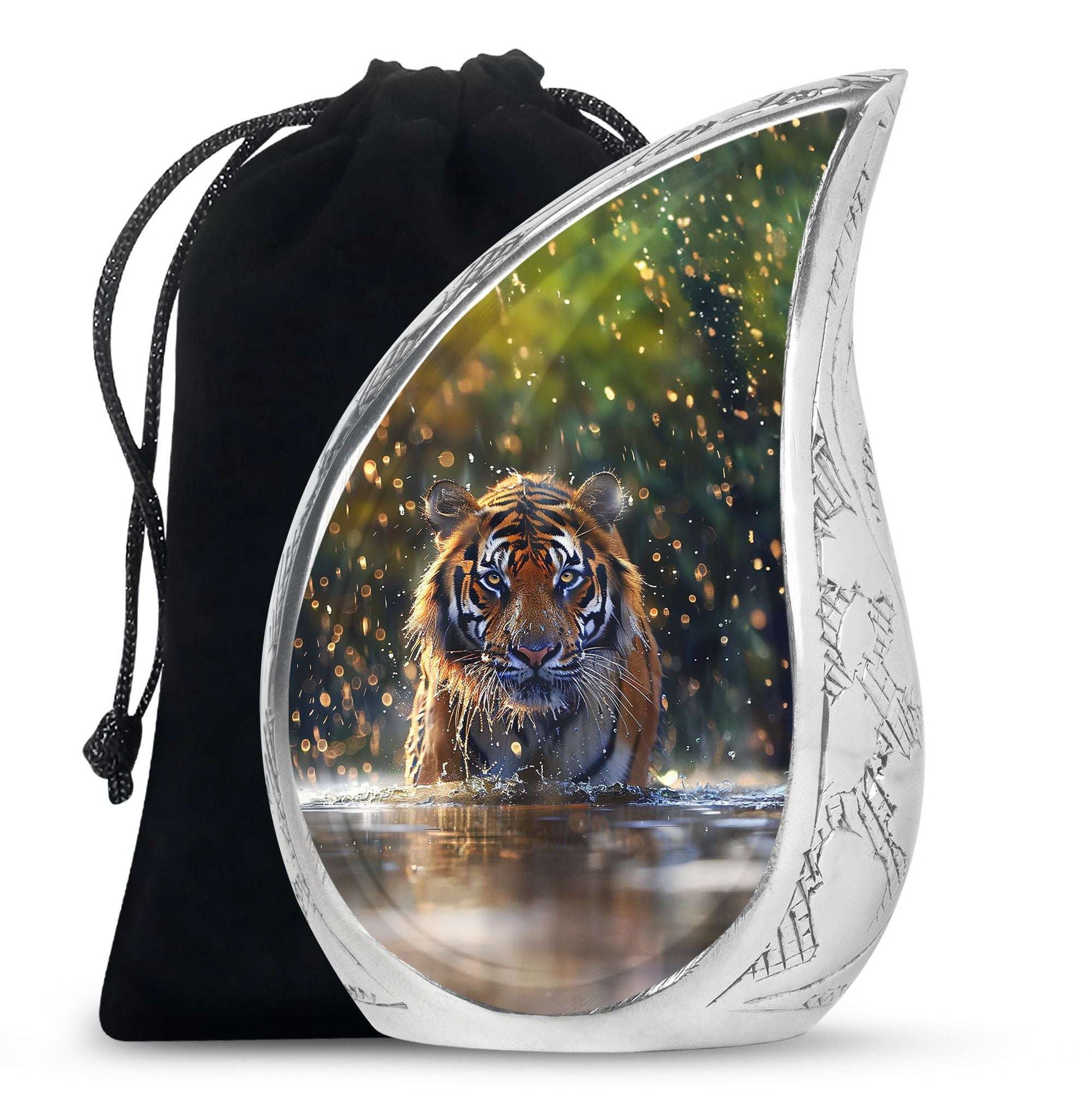 Tiger Theme Large Urn 10 Inch