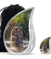 Tiger Theme Large Urn With 1 Keepsake Urn