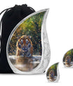 Tiger Theme Large Urn With 2 Keepsake Urn