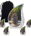 Tiger Theme Large Urn With 4 Keepsake Urn