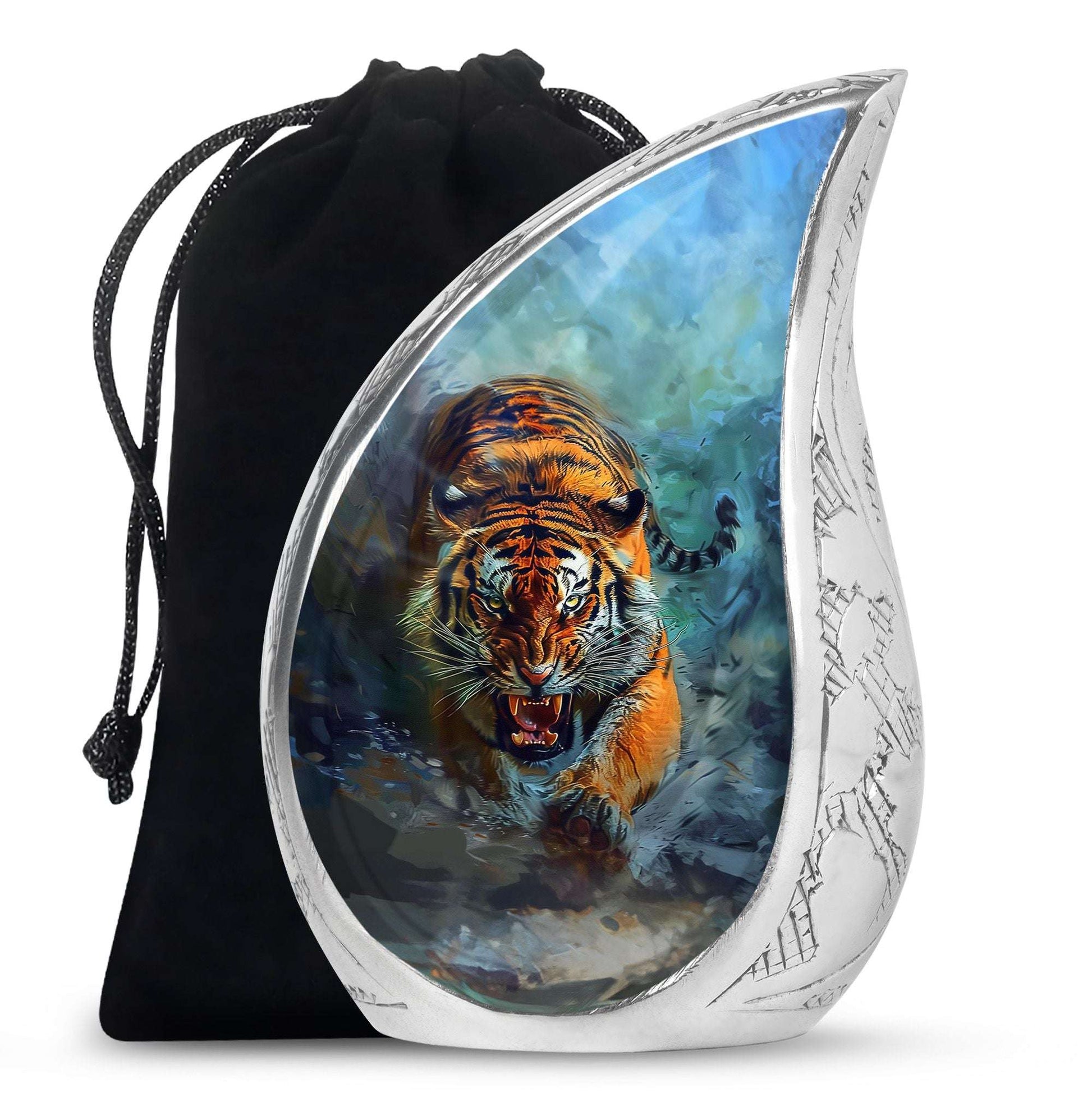 Tiger Theme Large Urn 10 Inch