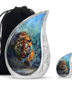 Tiger Theme Large Urn With 1 Keepsake Urn