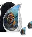 Tiger Theme Large Urn With 2 Keepsake Urn