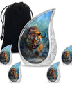 Tiger Theme Large Urn With 4 Keepsake Urn