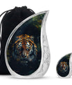 Tiger Theme Large Urn With 1 Keepsake Urn