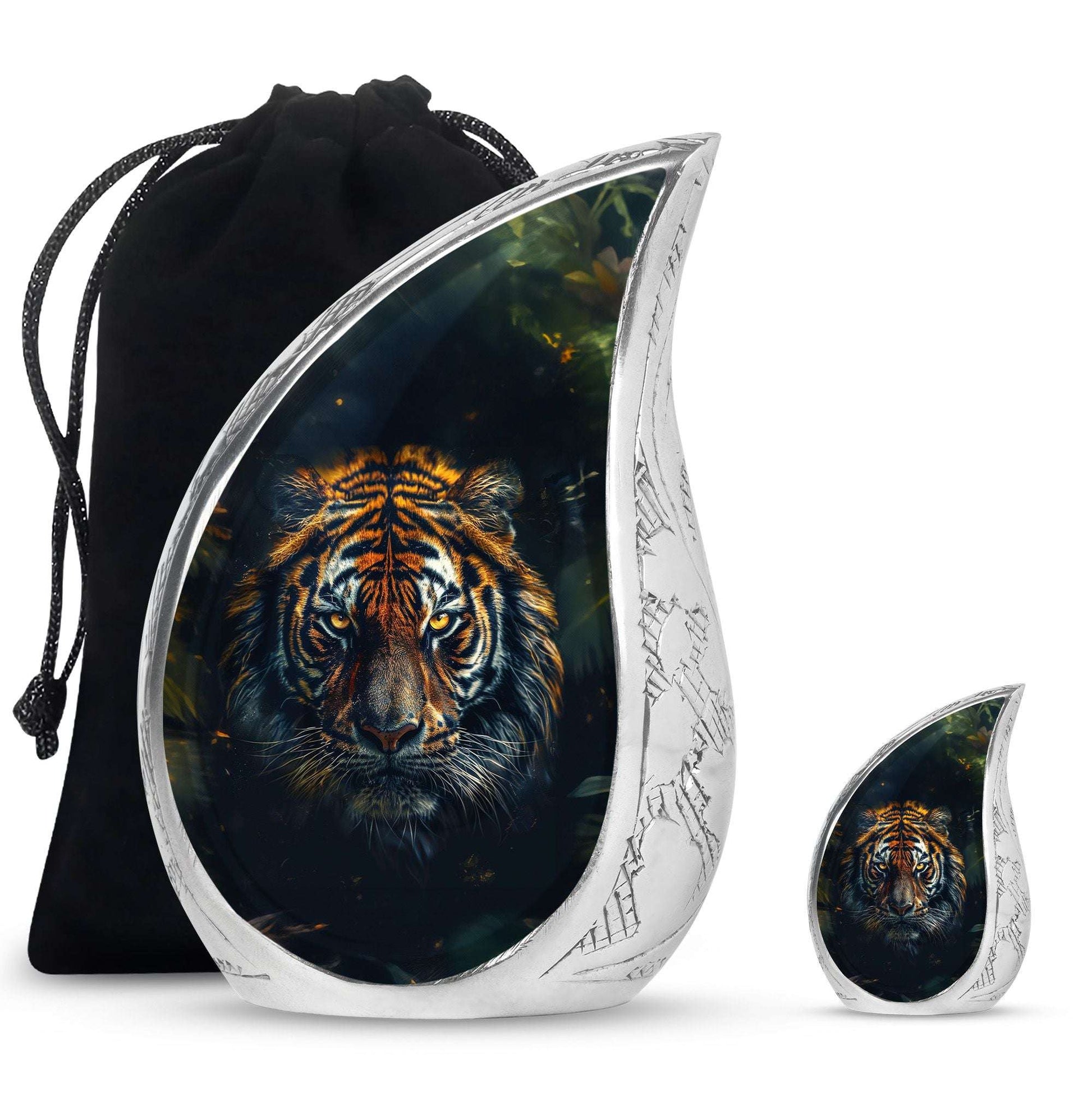 Tiger Theme Large Urn With 1 Keepsake Urn