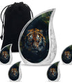 Tiger Theme Large Urn With 4 Keepsake Urn