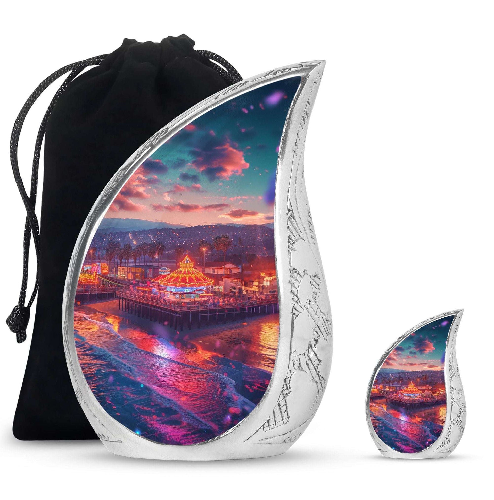 Beach Theme Large Urn With 1 Keepsake Urn