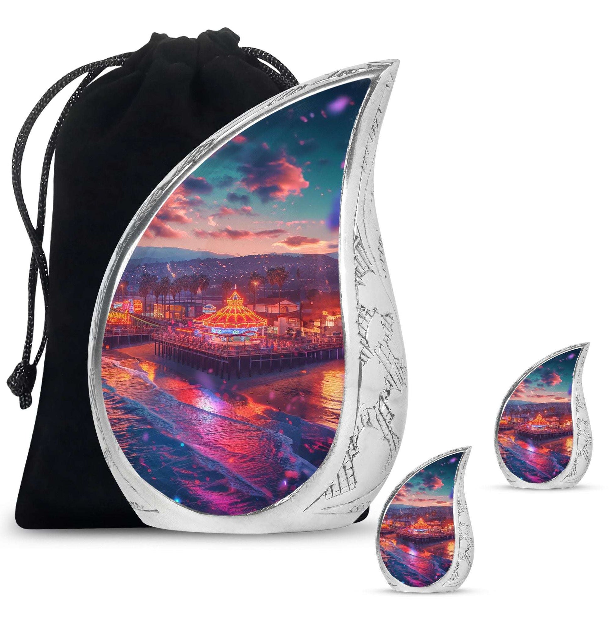 Beach Theme Large Urn With 2 Keepsake Urn