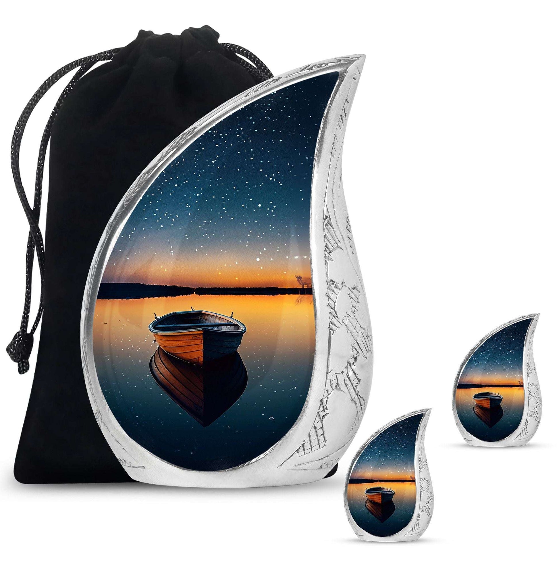 Boat Theme Large Urn With 2 Keepsake Urn