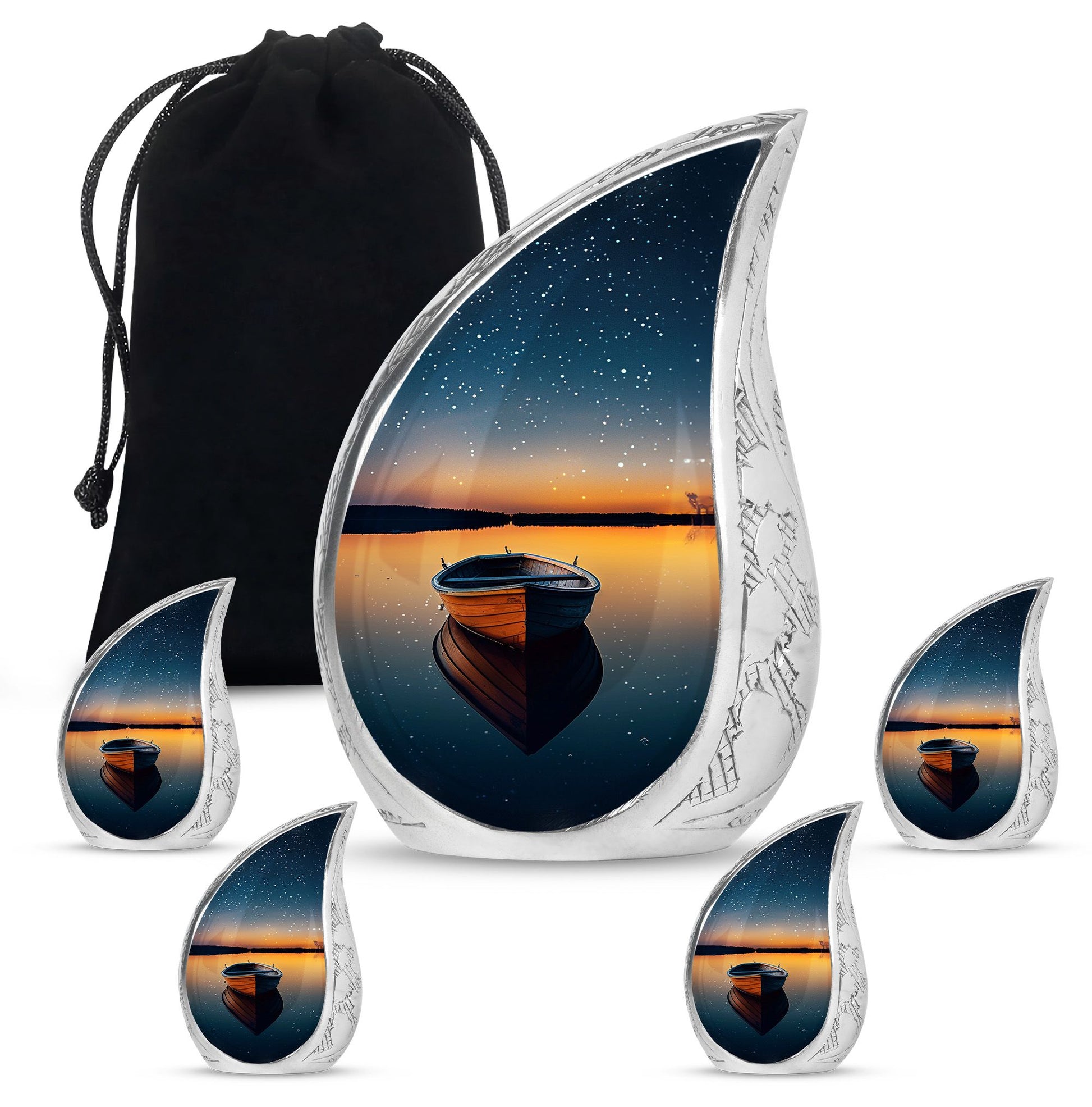 Boat Theme Large Urn With 4 Keepsake Urn