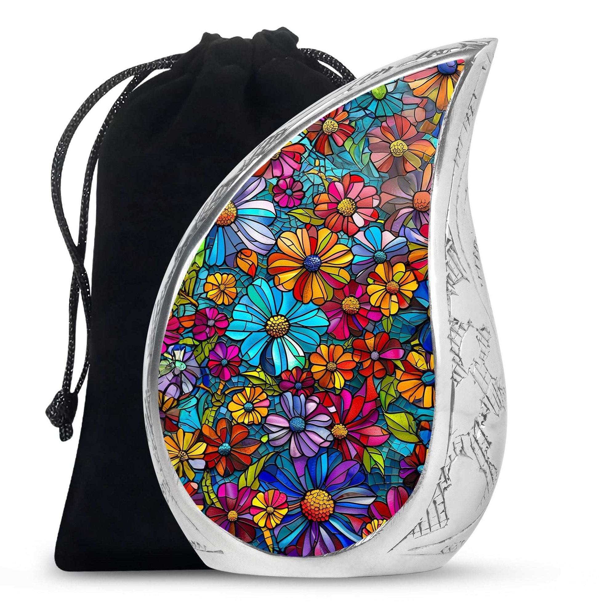 Flowers Theme Large Urn 10 Inch