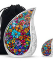 Flowers Theme Large Urn With 1 Keepsake Urn