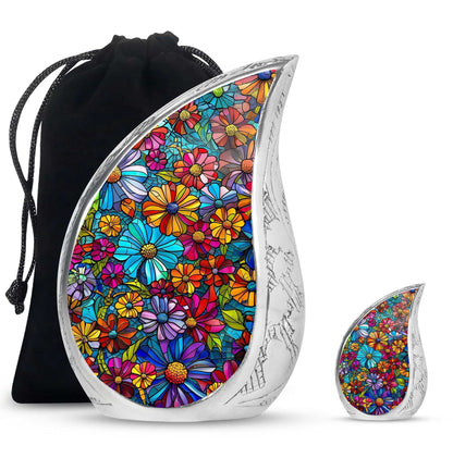 Flowers Theme Large Urn With 1 Keepsake Urn