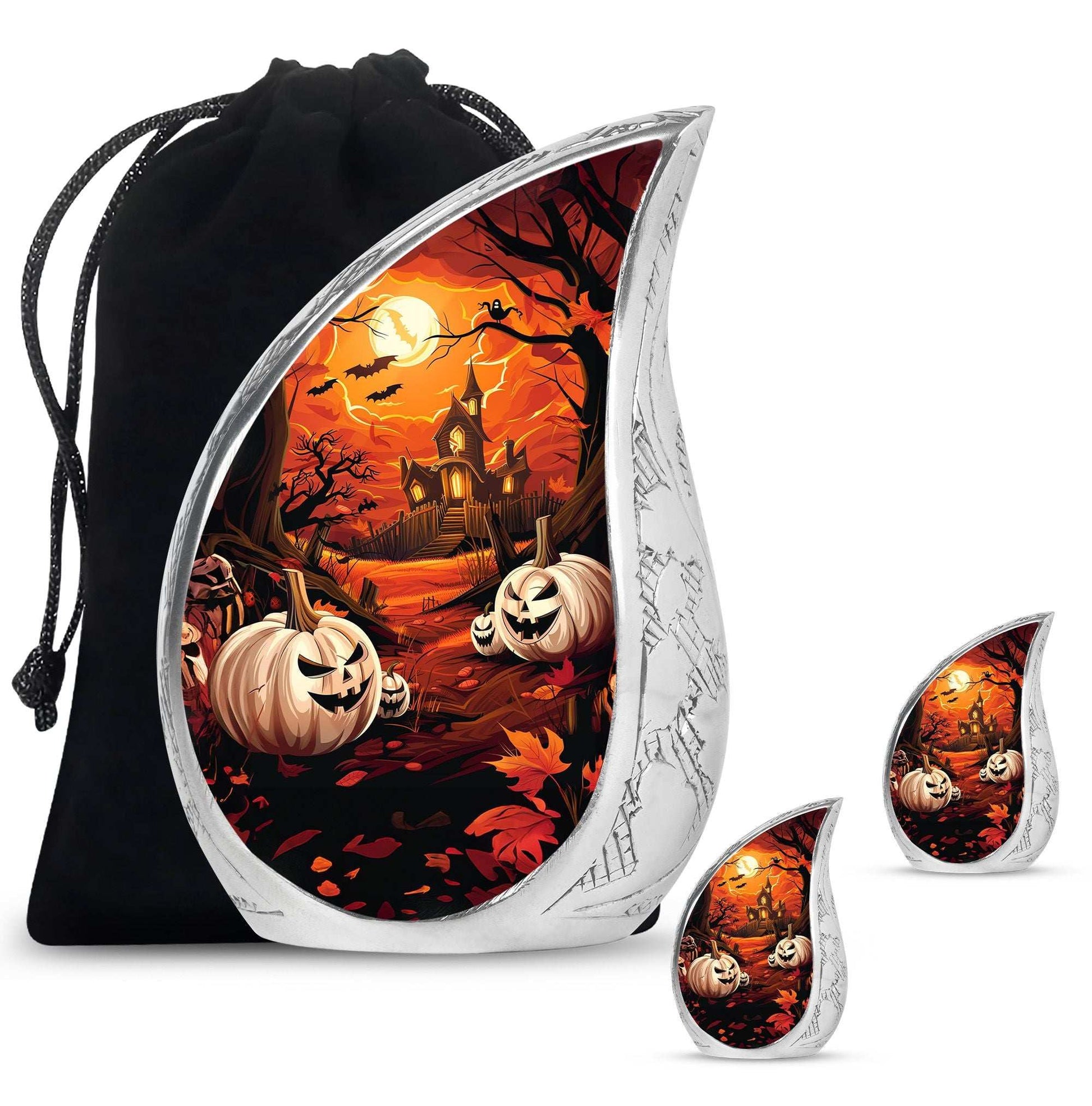 Halloween Theme Large Urn With 2 Keepsake Urn