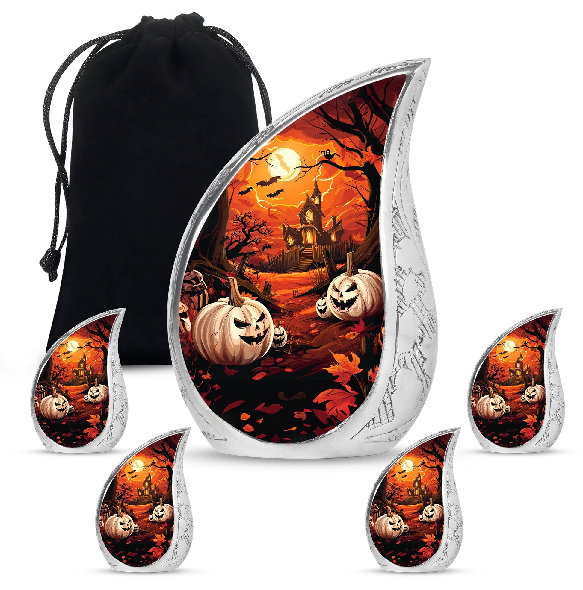 Halloween Theme Large Urn With 4 Keepsake Urn