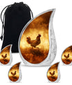 Chicken Theme Large Urn With 4 Keepsake Urn