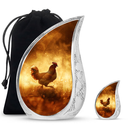Chicken Theme Large Urn With 1 Keepsake Urn