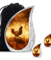 Chicken Theme Large Urn With 2 Keepsake Urn