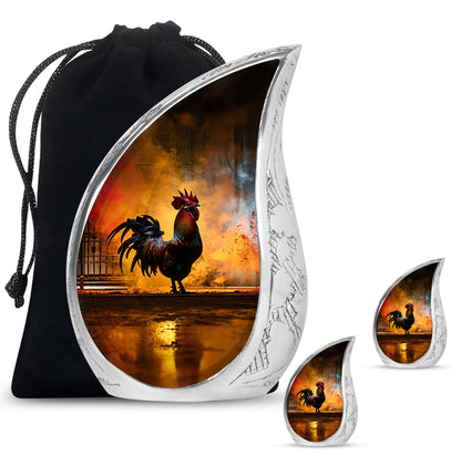 Chicken Theme Large Urn With 2 Keepsake Urn