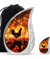Chicken Theme Large Urn With 1 Keepsake Urn