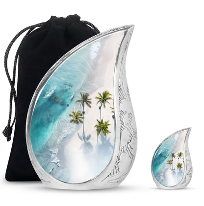 Beach Theme Large Urn With 1 Keepsake Urn
