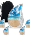 Beach Theme Large Urn With 4 Keepsake Urn