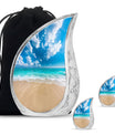 Beach Theme Large Urn With 2 Keepsake Urn
