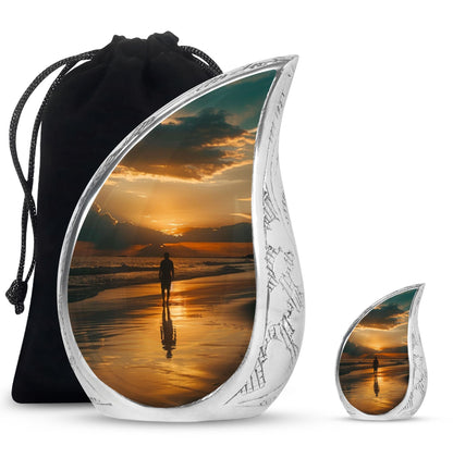 Beach Theme Large Urn With 1 Keepsake Urn