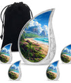 Beach Theme Large Urn With 4 Keepsake Urn