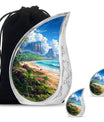 Beach Theme Large Urn With 2 Keepsake Urn