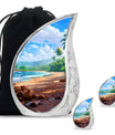 Beach Theme Large Urn With 2 Keepsake Urn