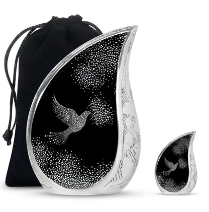 Dove Theme Large Urn With 1 Keepsake Urn