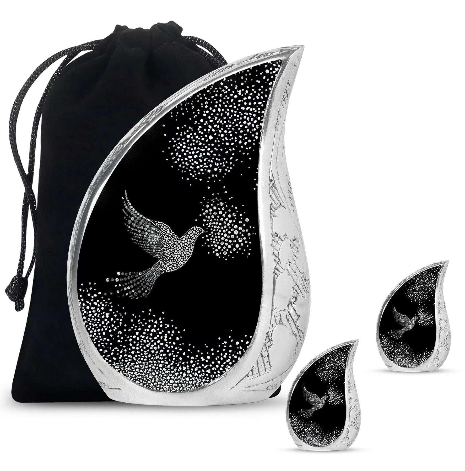 Dove Theme Large Urn With 2 Keepsake Urn