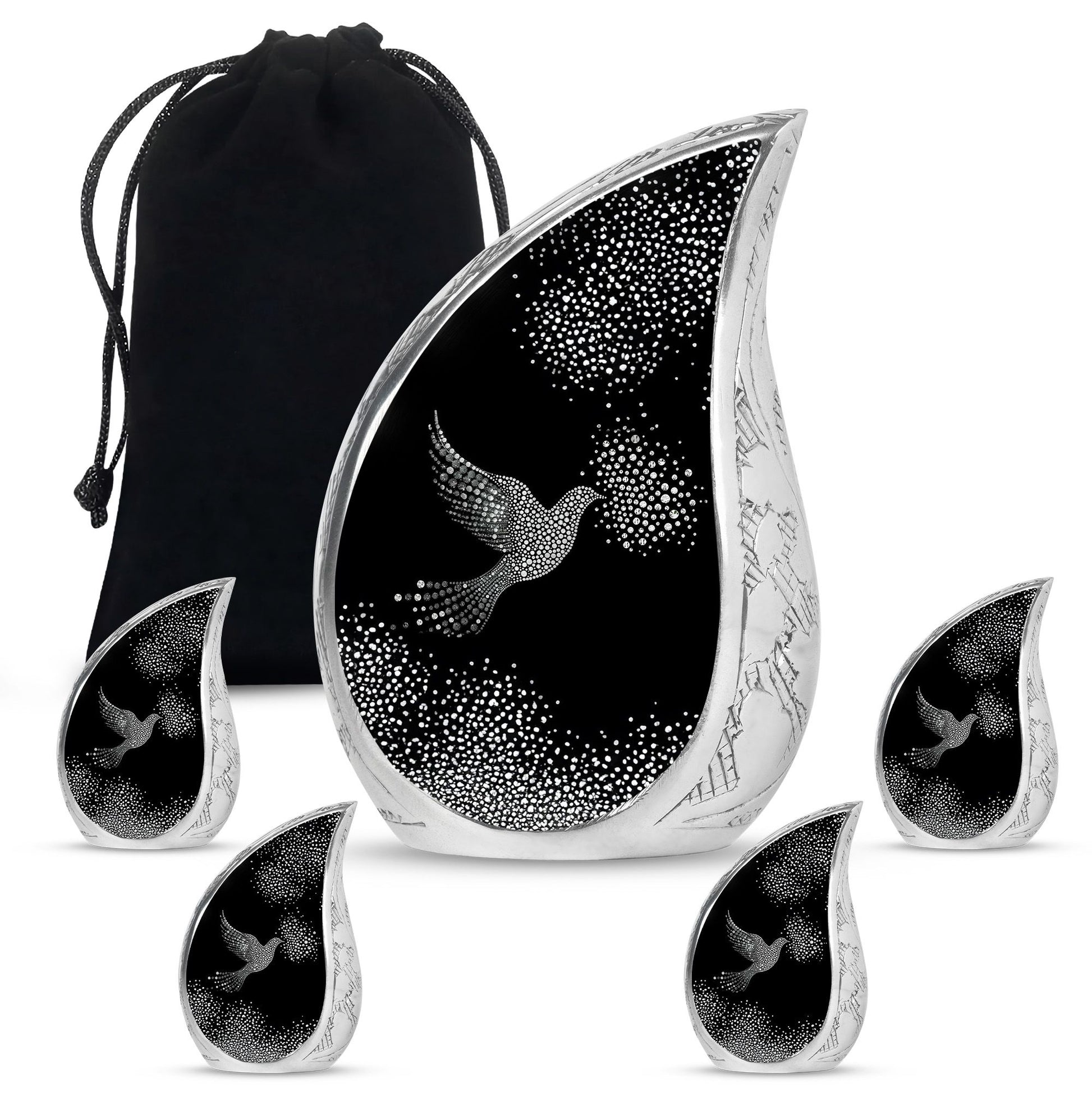 Dove Theme Large Urn With 4 Keepsake Urn