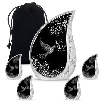 Dove Theme Large Urn With 4 Keepsake Urn
