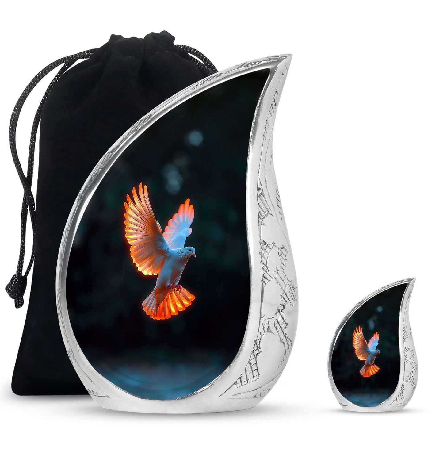Dove Theme Large Urn With 1 Keepsake Urn