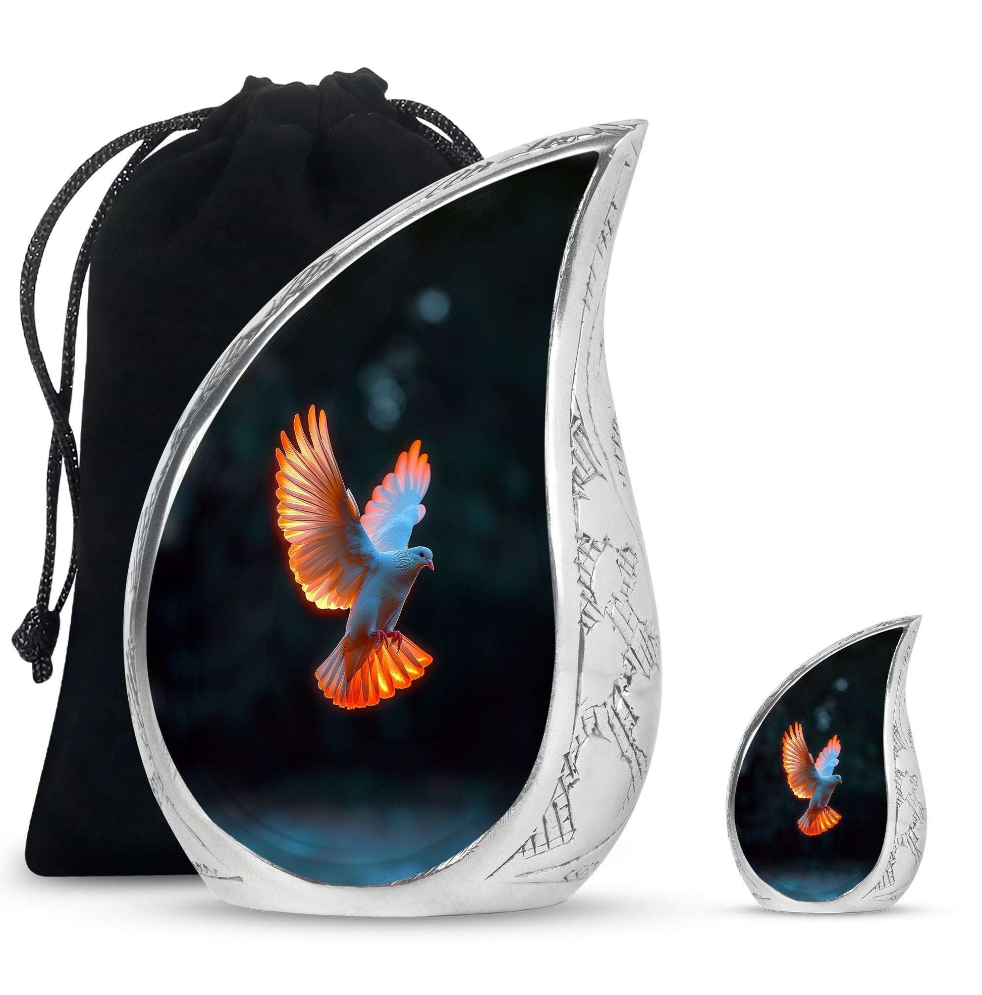 Dove Theme Large Urn With 1 Keepsake Urn