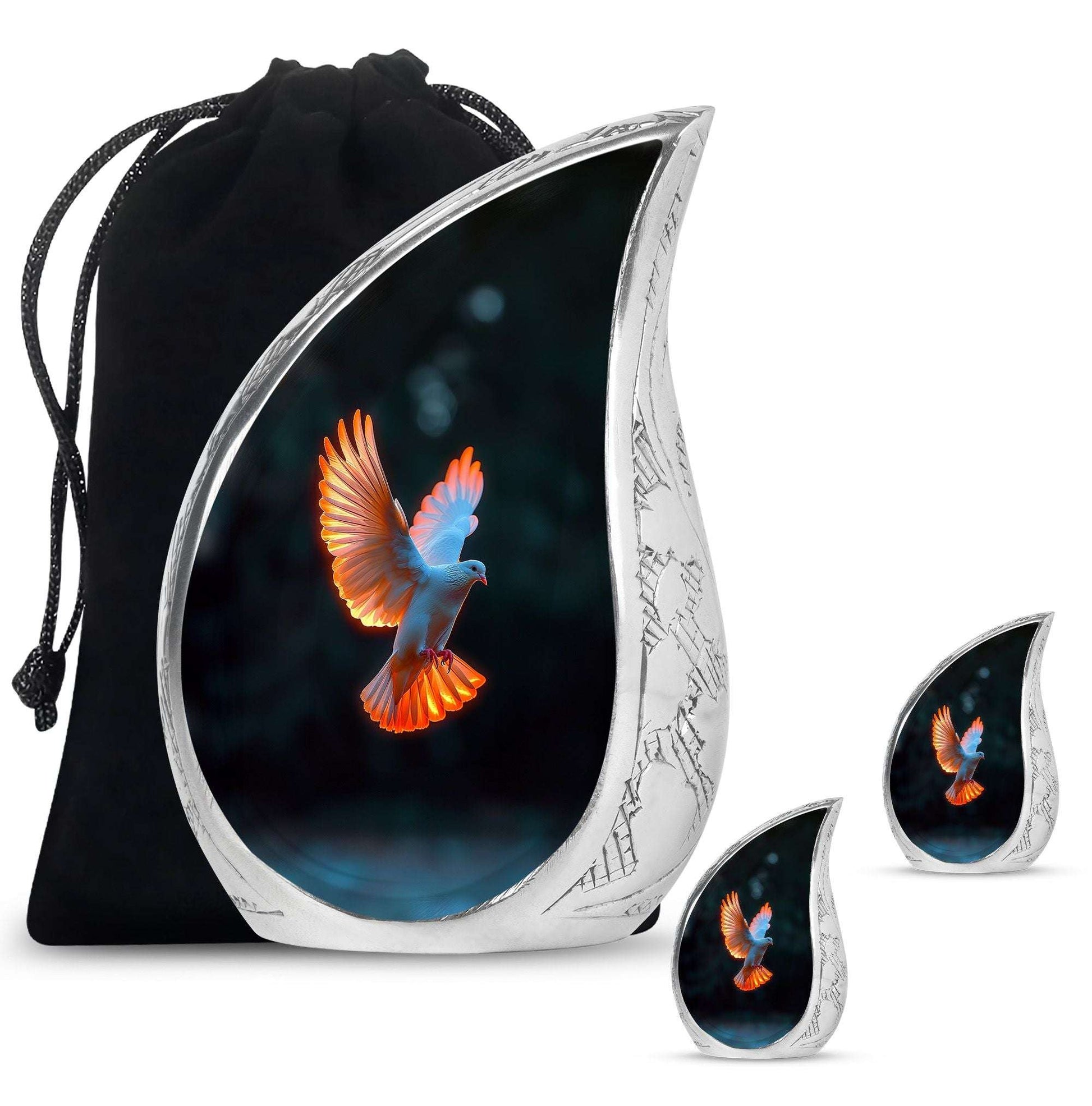 Dove Theme Large Urn With 2 Keepsake Urn