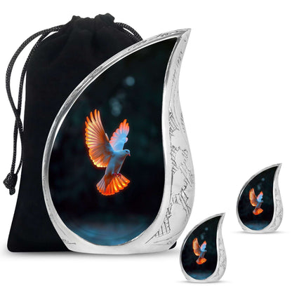 Dove Theme Large Urn With 2 Keepsake Urn