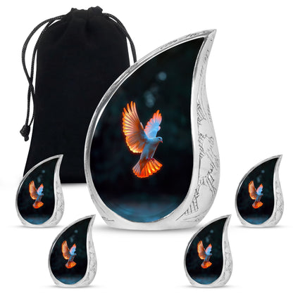 Dove Theme Large Urn With 4 Keepsake Urn