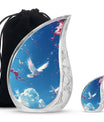 Dove Theme Large Urn With 1 Keepsake Urn