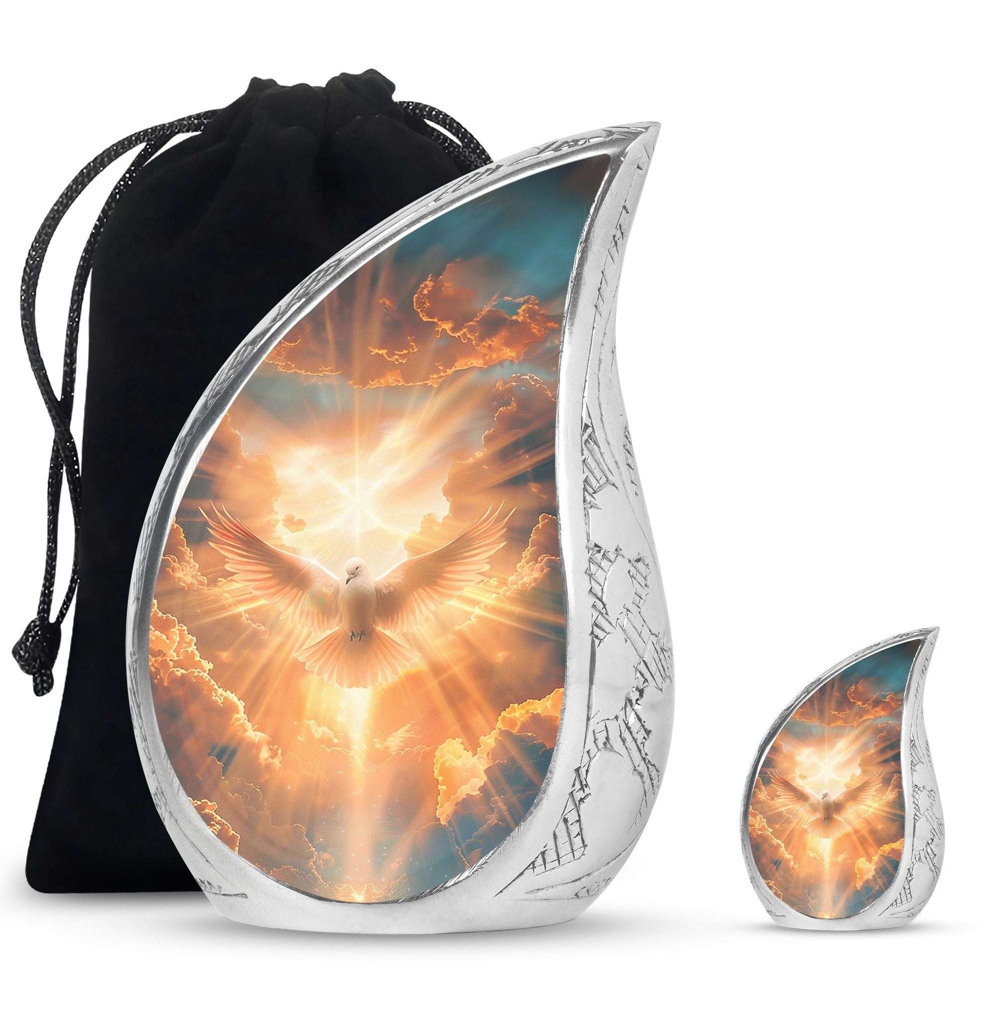 Dove Theme Large Urn With 1 Keepsake Urn