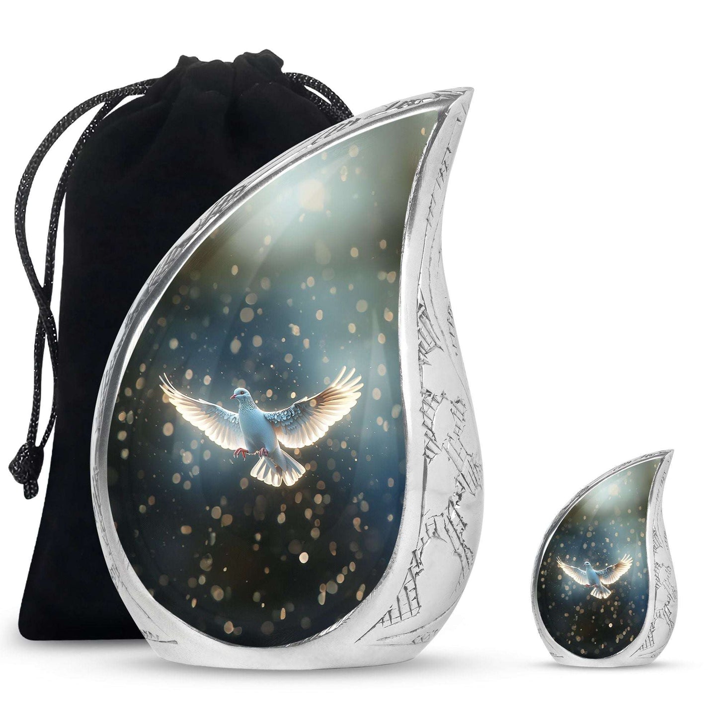 Dove Theme Large Urn With 1 Keepsake Urn